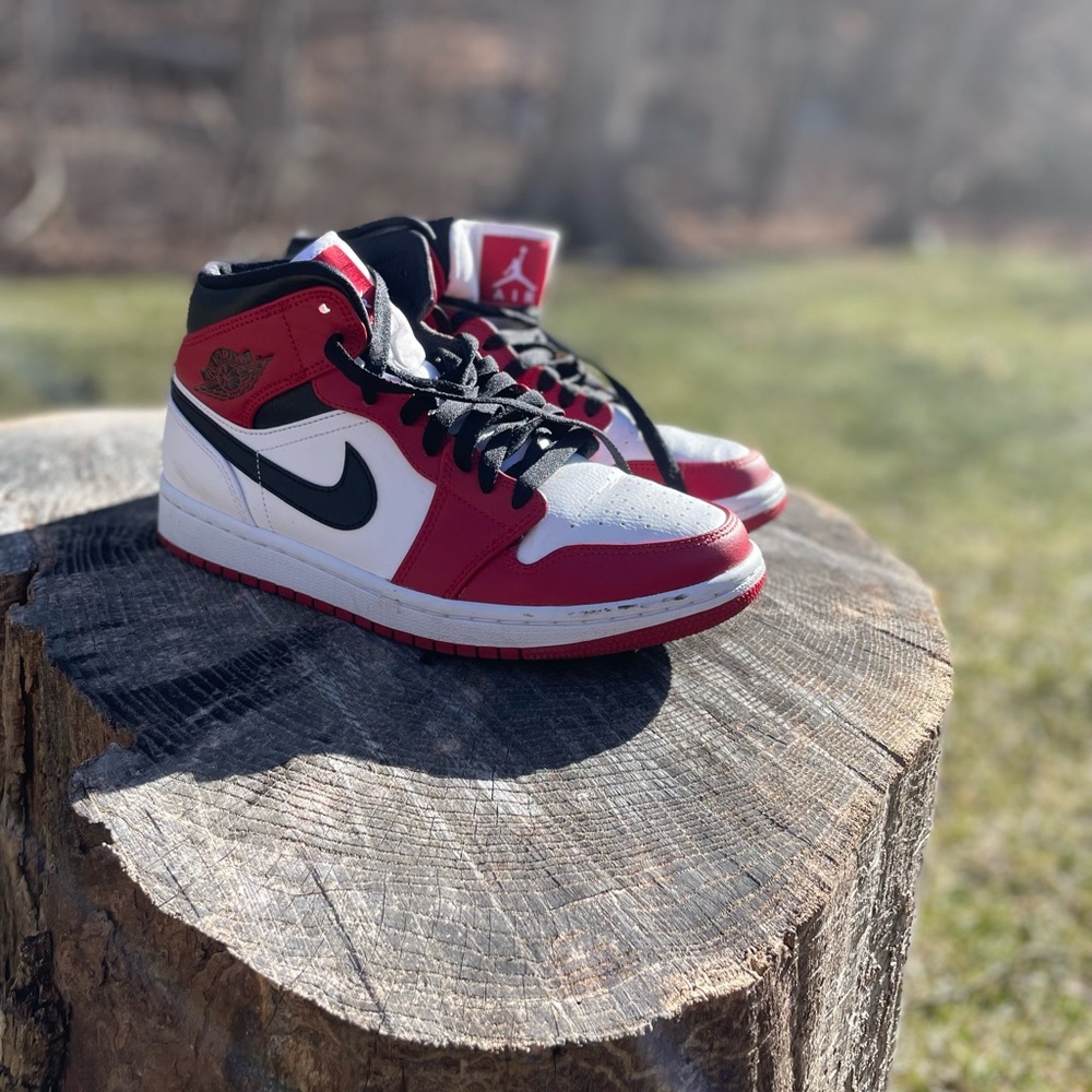 Authentic red Air Jordan mids, women’s